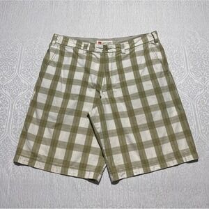 Cargo Supply Mens‎ Plaid Shorts Size 36 Tan & White Casual Outdoor